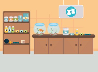 akvaryumlar ve ürünler ile pet shop yer