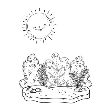 Güneş ve bush sahne ile güzel manzara