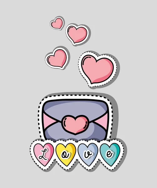 Valentines day symbol of love patches icon — Stock Vector