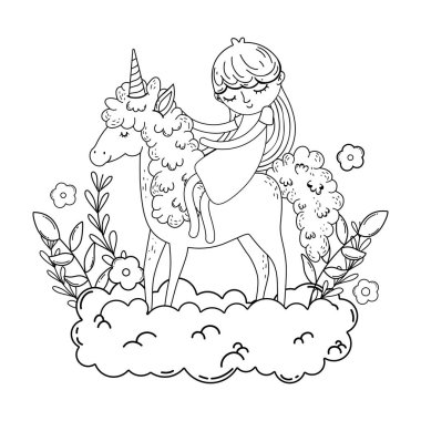 manzara Prenses ile güzel küçük Unicorn