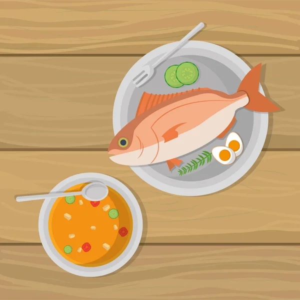 Deliciosa comida de dibujos animados — Vector de stock