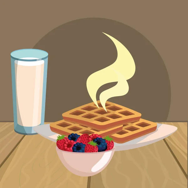 Delicioso desayuno sabroso de dibujos animados — Vector de stock