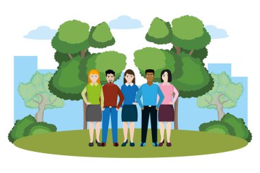 Grup arkadaşları karikatür