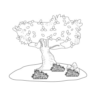 ağaç manzara ile dinozor yumurtaları