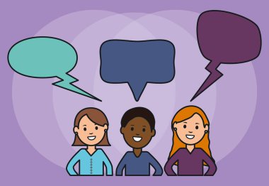 Genç insanlarla konuşma balonları