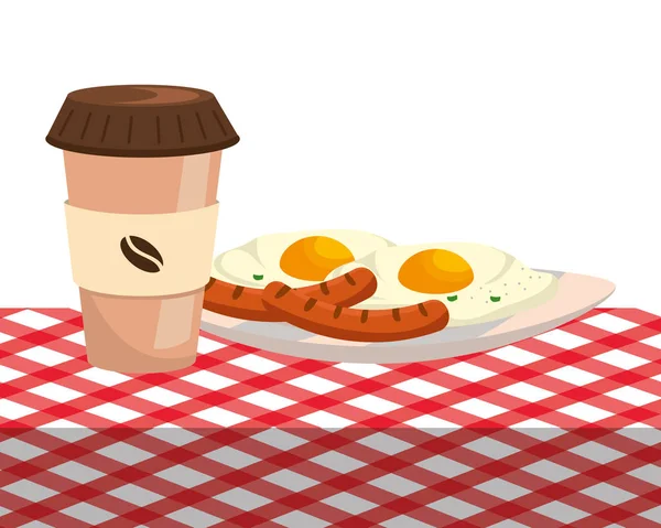 Delicious tasty breakfast cartoon — Stock Vector