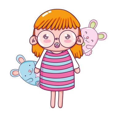 gözlük ve fareler ile sevimli kız çocuk