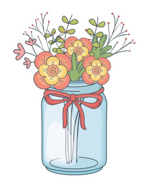 güzel doğa çiçekleri karikatür