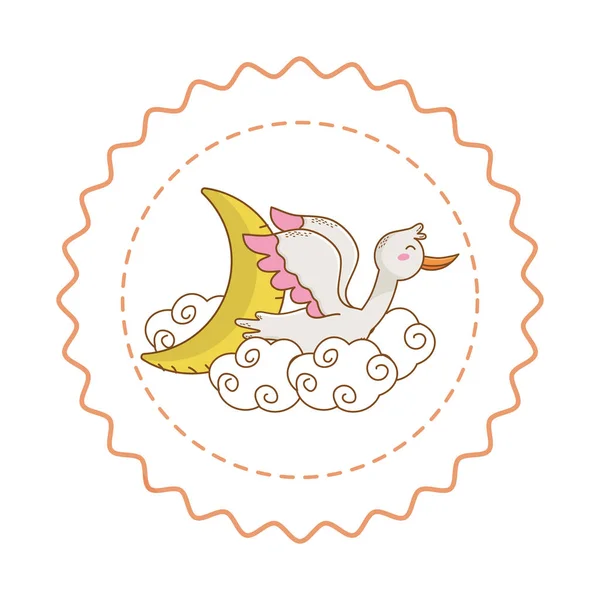 婴儿淋浴圆标签邮票与卡通 — 图库矢量图片