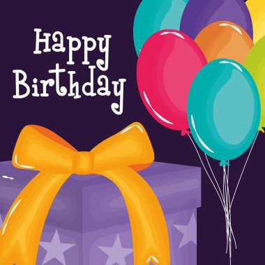 mutlu Doğum günü kartı hediye ve balon helyum ile