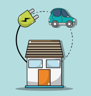 elektrikli araba bağlantısı için kablo gücü ile ev