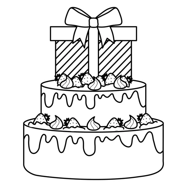 Caixa de presente presente com bolo doce —  Vetores de Stock