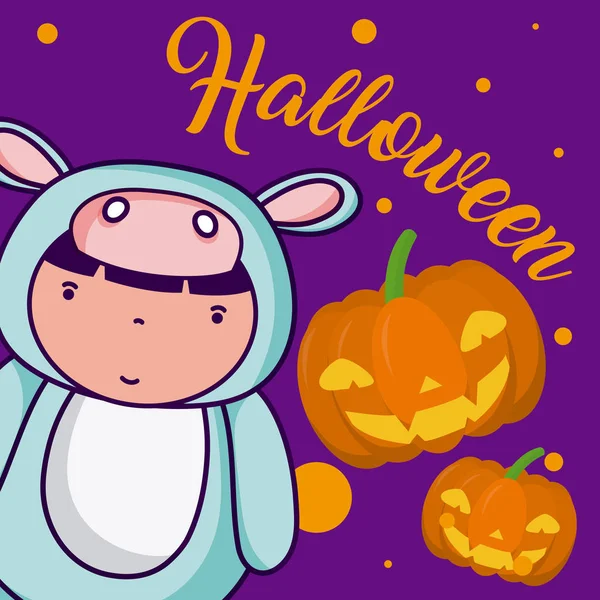 Dibujos animados de Halloween y niños — Vector de stock