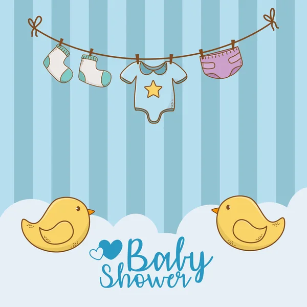 Carte de douche bébé avec accessoires suspendus — Image vectorielle
