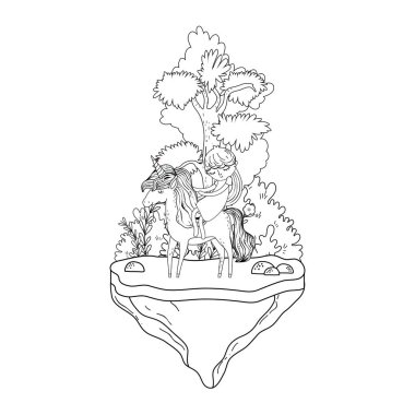 manzara Prenses ile güzel küçük Unicorn