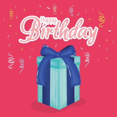 hediye ve konfeti ile mutlu yıllar kartı