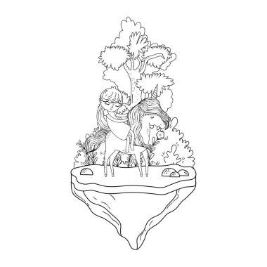 manzara Prenses ile güzel küçük Unicorn