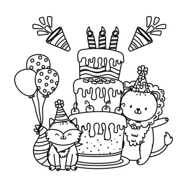 Sevimli güzel hayvanlar karikatür