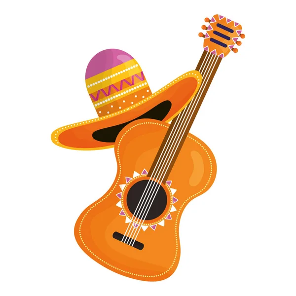 Guitarra con sombrero mexicano — Archivo Imágenes Vectoriales