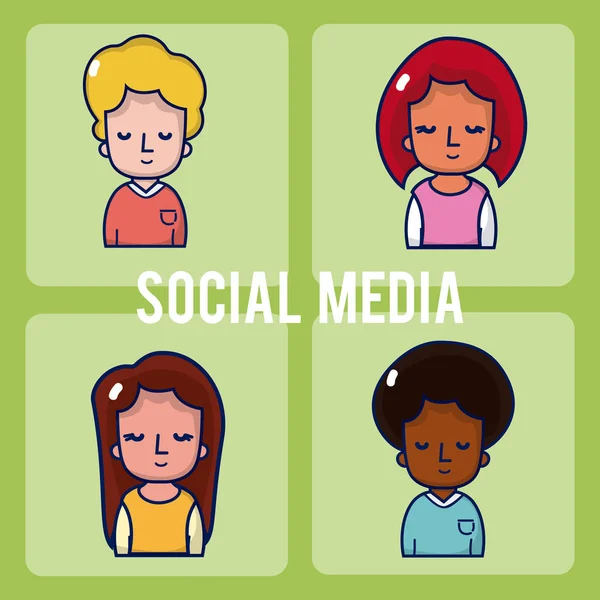 Young people and social media — Stock Vector