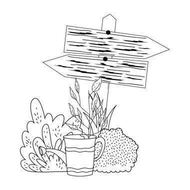 ahşap ok sinyali ile bahçe