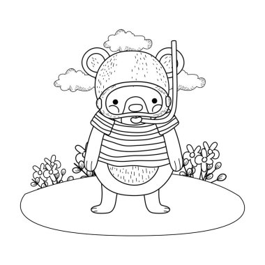 alanda şnorkel ile sevimli küçük ayı