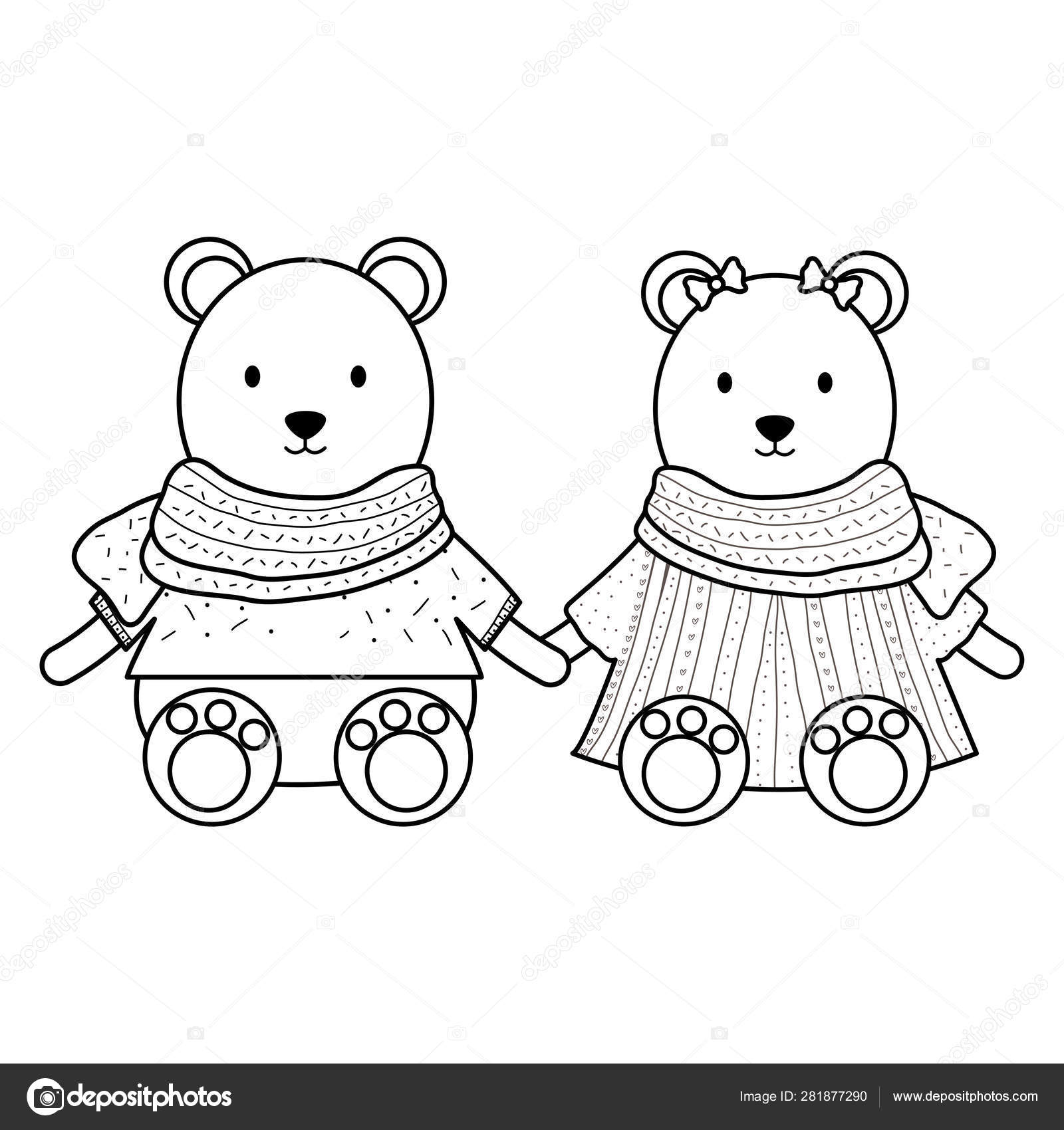 かわいいホッキョクグマカップル子供じみた文字 ストックベクター C Stockgiu