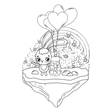 balon helyum Sevgililer günü ile sevimli tavşan