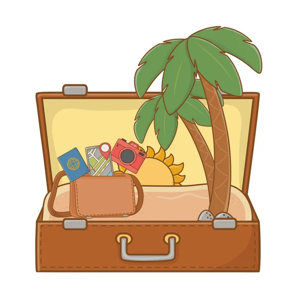 Koffer Cartoon Sommer und Reisen — Stockvektor