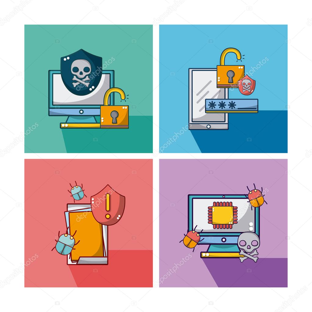 Set of meltdown and spectre icons