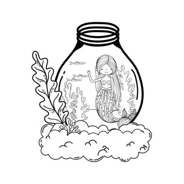 Deniz yosunu fairytale karakter ile güzel deniz kızı