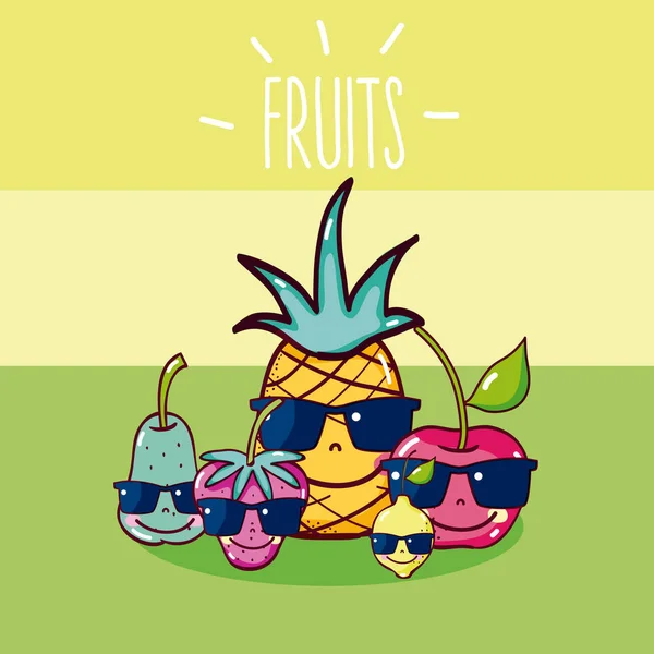 Cute fruits cartoon Vector Graphics