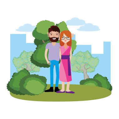 Genç çift çizgi film