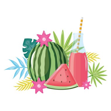 çiçek dekorasyonsaman ile botttle taze karpuz suyu meyve