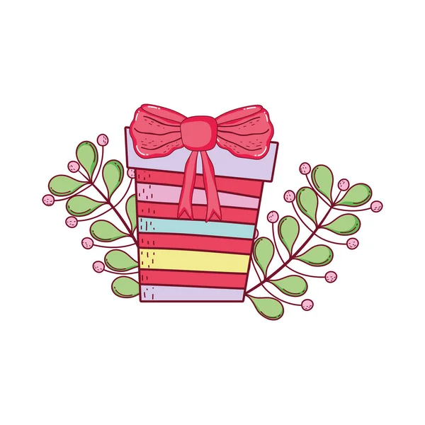 De doos van de gift van Kerstmis met krans — Stockvector