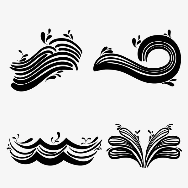 異なる形状のデザインで海の波を設定 — ストックベクタ