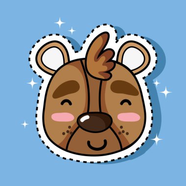 sevimli ayı kafası hayvan yama etiket tasarımı