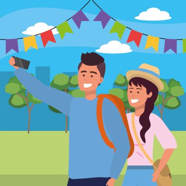 Millennial çift Tarih Park arka plan