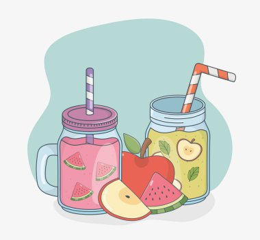 meyve suları ve Pipetler ile kavanoz kapları seti