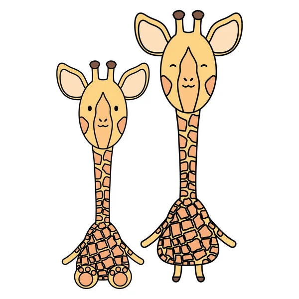 Милые жирафы пара детских персонажей — стоковый вектор