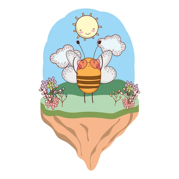 Cute little bee with snorkel in the camp — Stock Vector