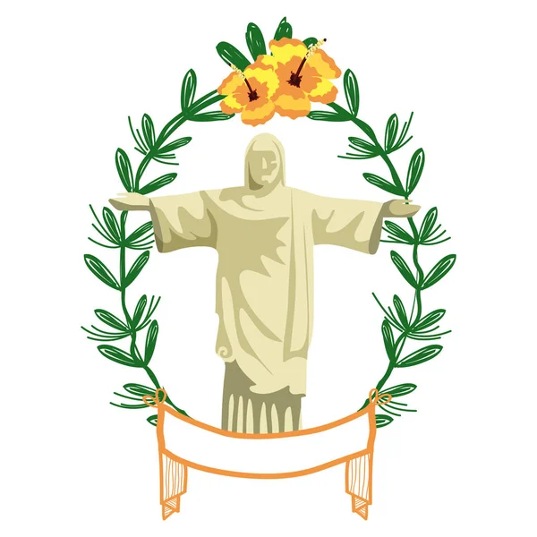 Cristo redentor na coroa de louros —  Vetores de Stock