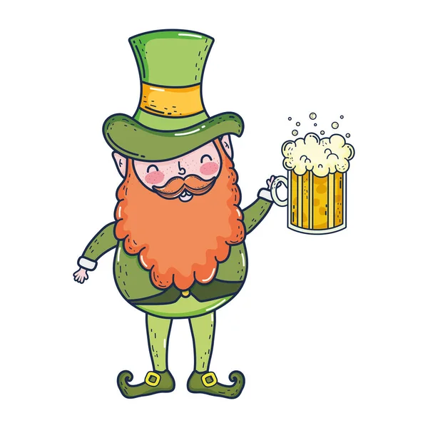 St patricks zi leprechaun cu bere — Vector de stoc