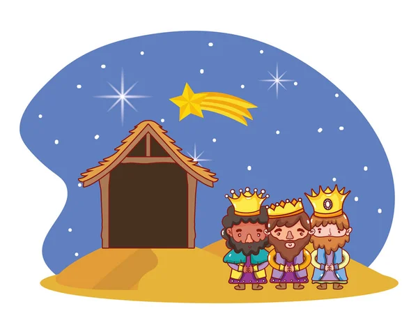 Navidad Belén de dibujos animados — Vector de stock