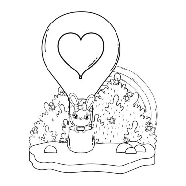 balon hava sıcak sevgililer günü uçan sevimli tavşan kız