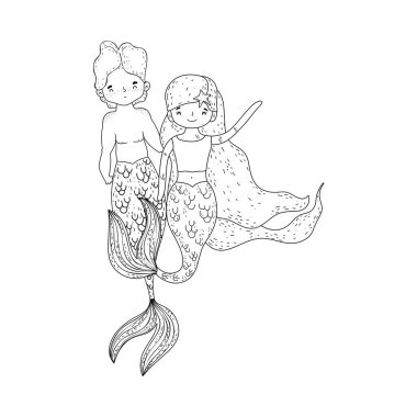 Çift Mermaids masal karakterleri