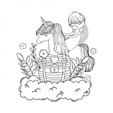 bulutlarküçük tek boynuzlu at ve prenses