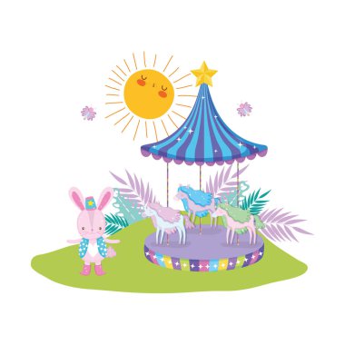 katman ve atlıkarınca ile sevimli sirk tavşan