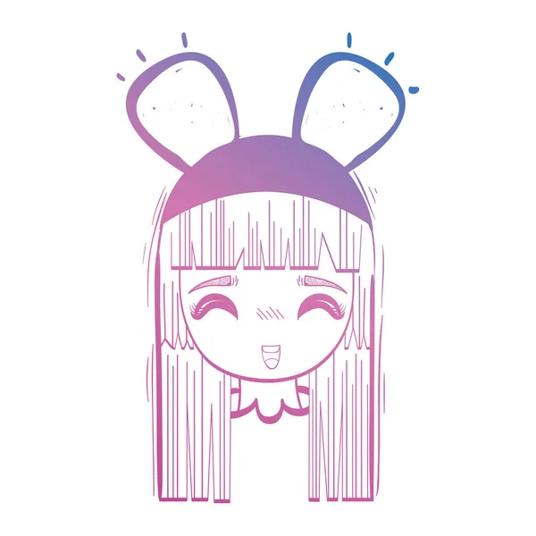 line anime girl head with custome and hairstyle