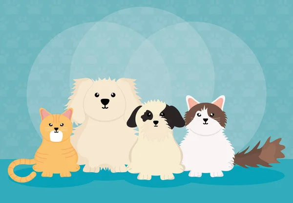 group of cute pets characters